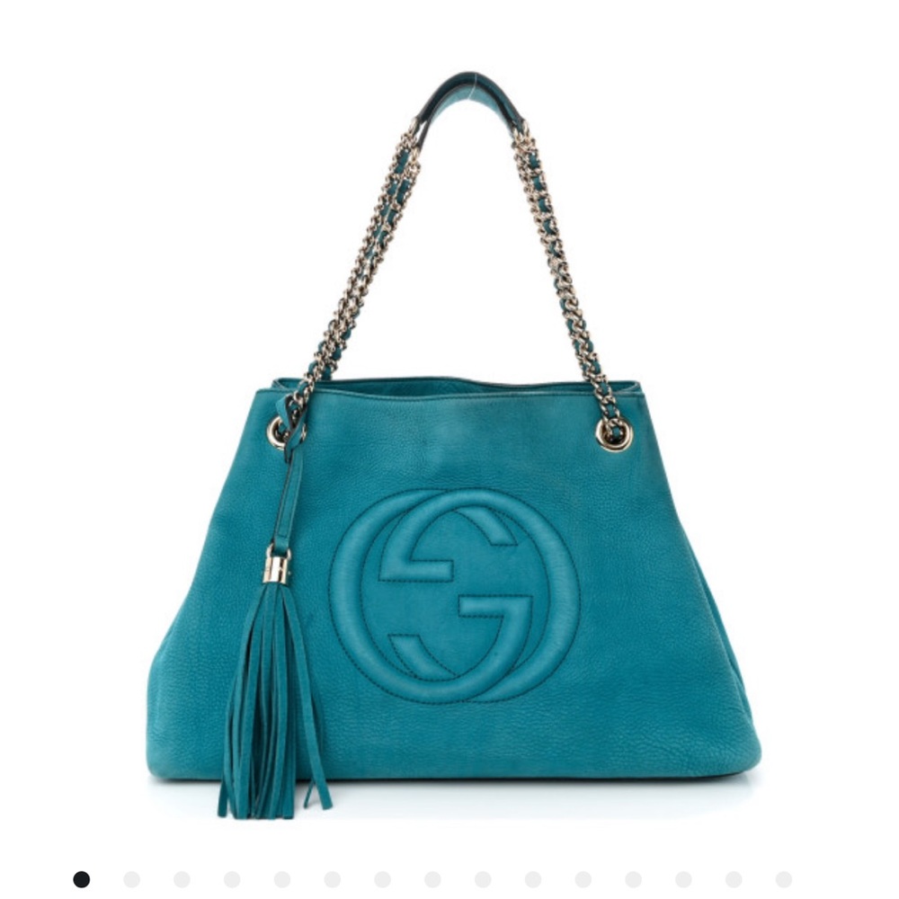 Gucci Vitello Range Medium Soho Chain Shoulder Bag Deep Cobalt